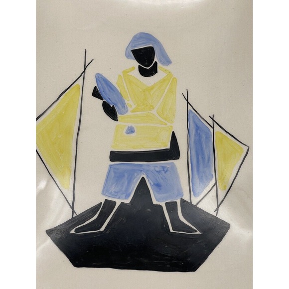 Vintage Norwegian Fisherman Porcelain Hand Painted Platters Norway Signed Set 2 - Picture 8 of 16